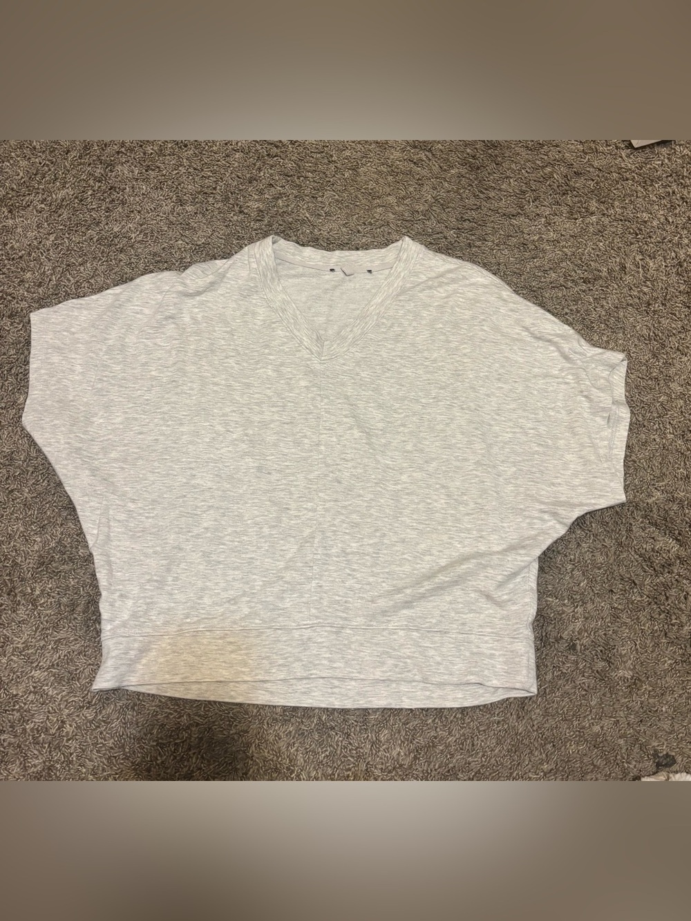 Light Heather Gray V-Neck Short Sleeve Top